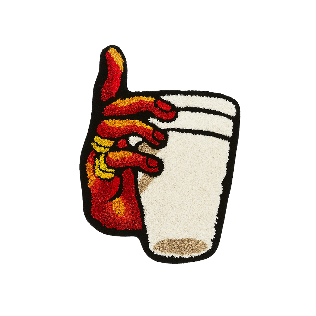 Holding Cup in Hand Vintage Tufted Bedroom Rug Soft Fluffy Mat Funny Bedside Carpet Floor anti Slip Pad Aesthetic Home Boys Room